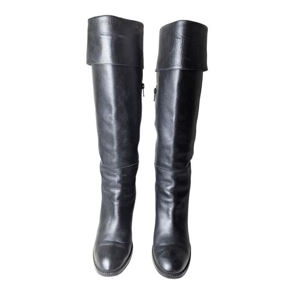 MAX DE CARLO Italian Made Black Leather Knee High Boot Size 9B - Picture 4 of 9